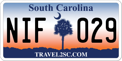 SC license plate NIF029