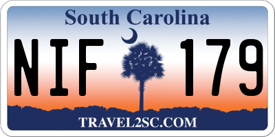 SC license plate NIF179