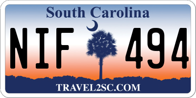SC license plate NIF494