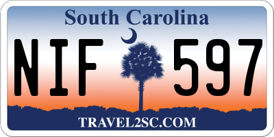 SC license plate NIF597
