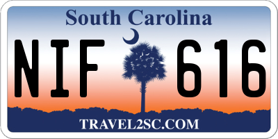 SC license plate NIF616
