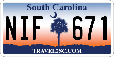 SC license plate NIF671