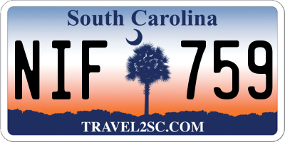 SC license plate NIF759