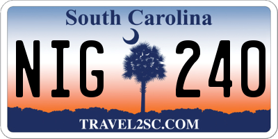 SC license plate NIG240
