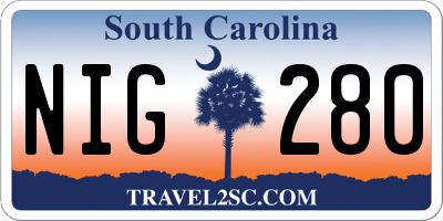 SC license plate NIG280