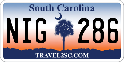 SC license plate NIG286