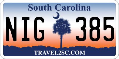 SC license plate NIG385