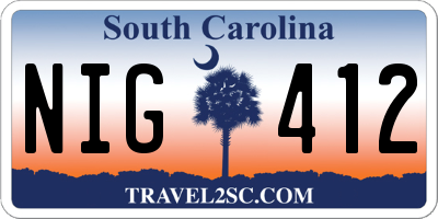 SC license plate NIG412