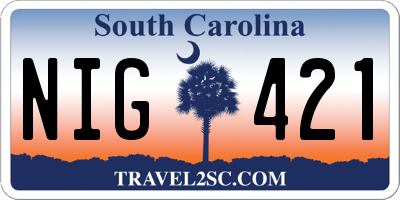 SC license plate NIG421