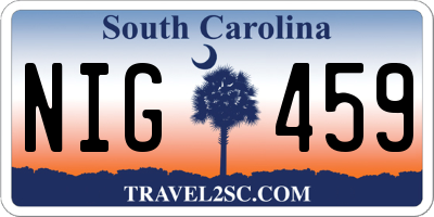 SC license plate NIG459