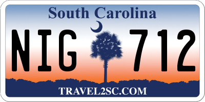 SC license plate NIG712