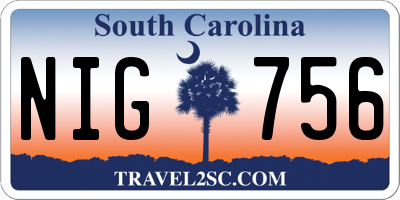 SC license plate NIG756