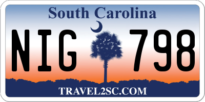 SC license plate NIG798