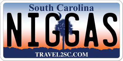 SC license plate NIGGAS