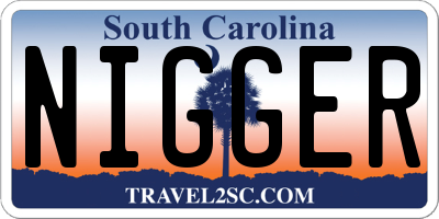 SC license plate NIGGER