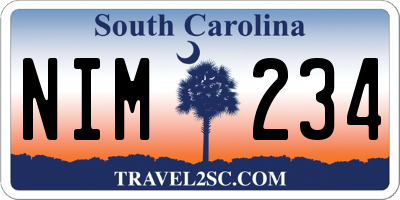 SC license plate NIM234