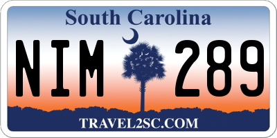 SC license plate NIM289