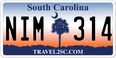 SC license plate NIM314