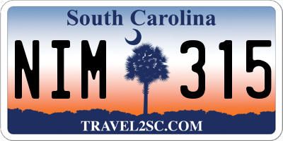 SC license plate NIM315