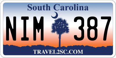 SC license plate NIM387