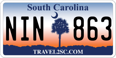 SC license plate NIN863