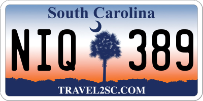 SC license plate NIQ389