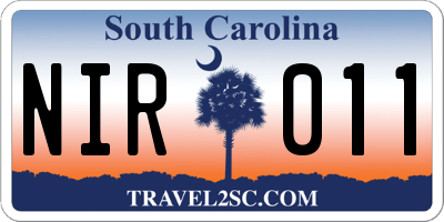 SC license plate NIR011