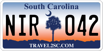 SC license plate NIR042