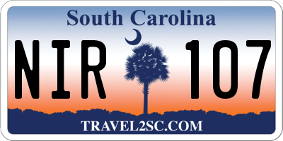 SC license plate NIR107