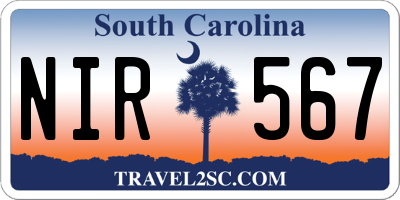 SC license plate NIR567