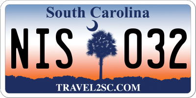 SC license plate NIS032