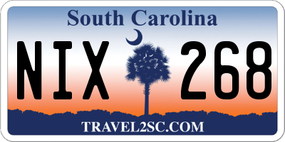 SC license plate NIX268