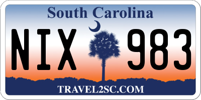 SC license plate NIX983