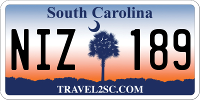 SC license plate NIZ189