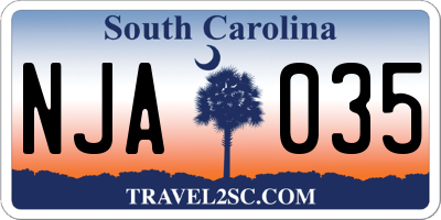 SC license plate NJA035
