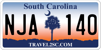 SC license plate NJA140