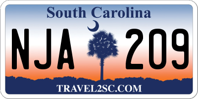 SC license plate NJA209