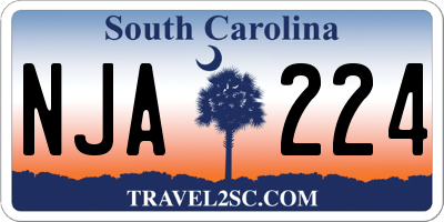 SC license plate NJA224