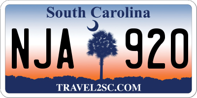 SC license plate NJA920