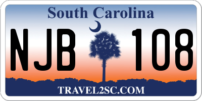 SC license plate NJB108