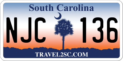 SC license plate NJC136