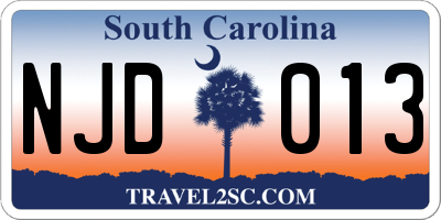 SC license plate NJD013
