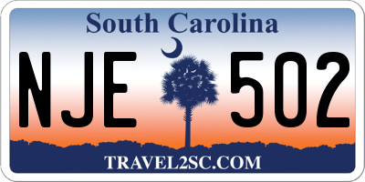 SC license plate NJE502