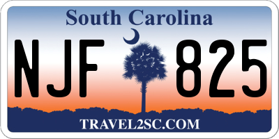 SC license plate NJF825