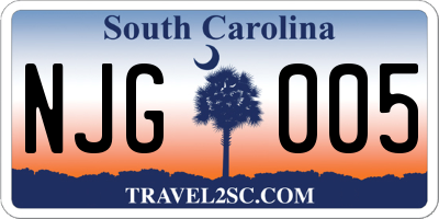 SC license plate NJG005