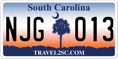 SC license plate NJG013