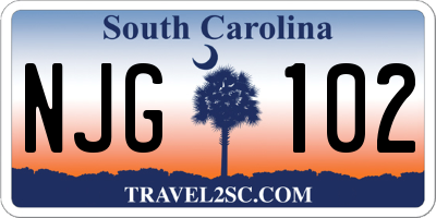 SC license plate NJG102