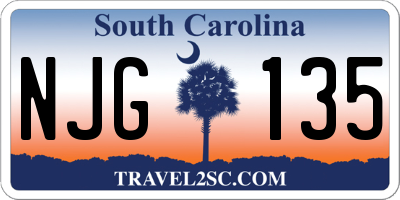 SC license plate NJG135