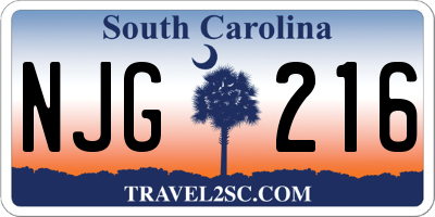 SC license plate NJG216
