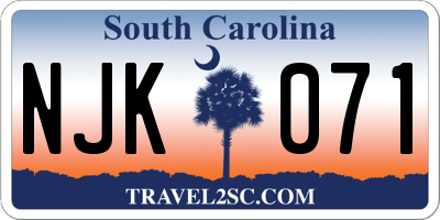 SC license plate NJK071
